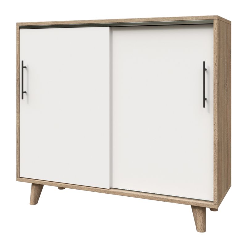 MUEBLES MACRUMO - Zapatera estilo Vintage con puertas corredizas 105cm- color Vienés