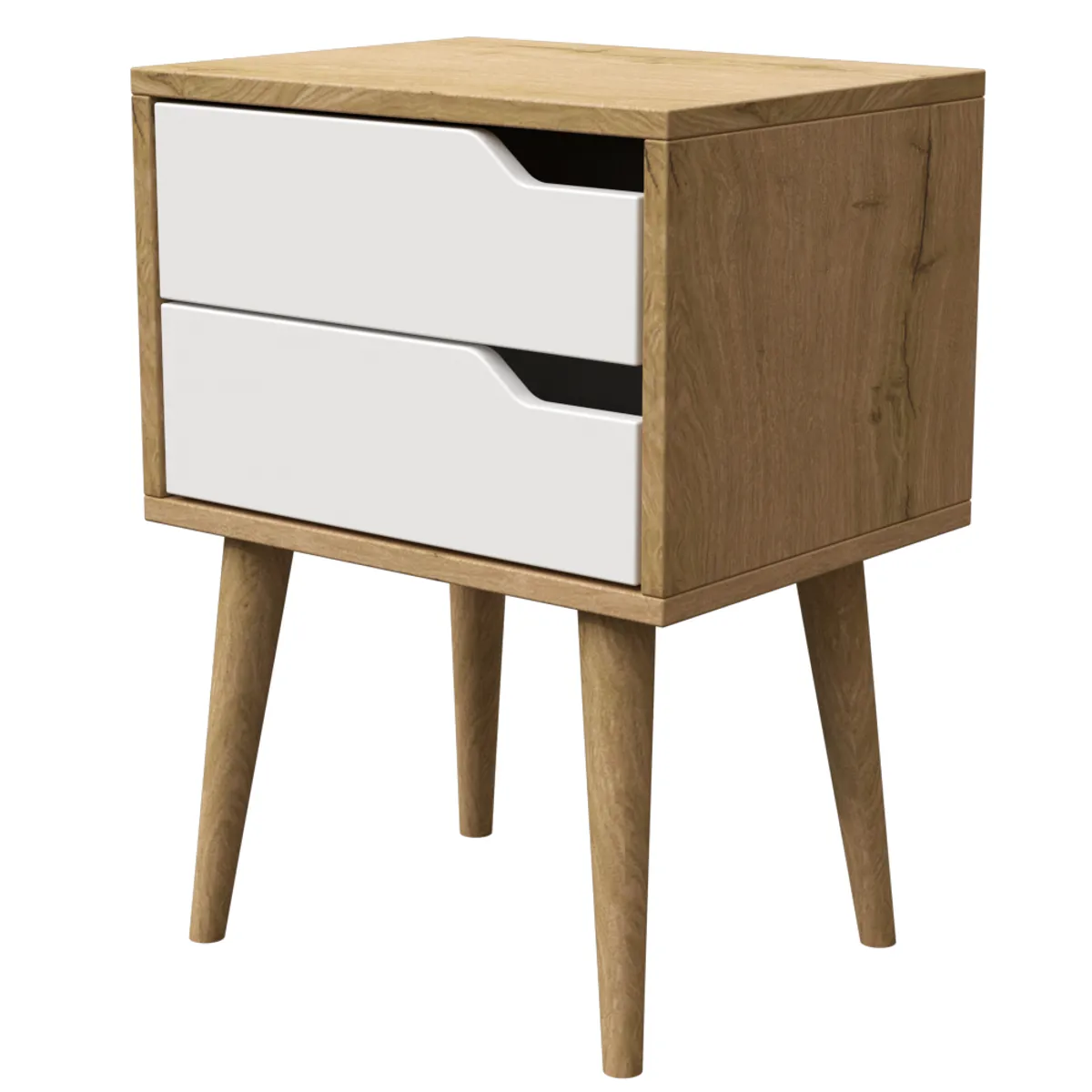 MUEBLES MACRUMO - Velador Vintage moderno 2 Cajones -Tribeca