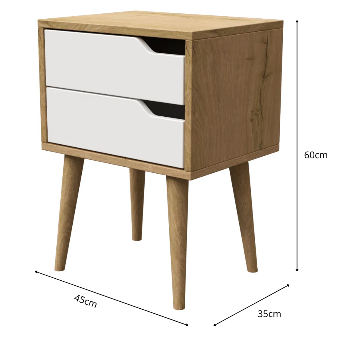 MUEBLES MACRUMO - Velador Vintage moderno 2 Cajones -Tribeca