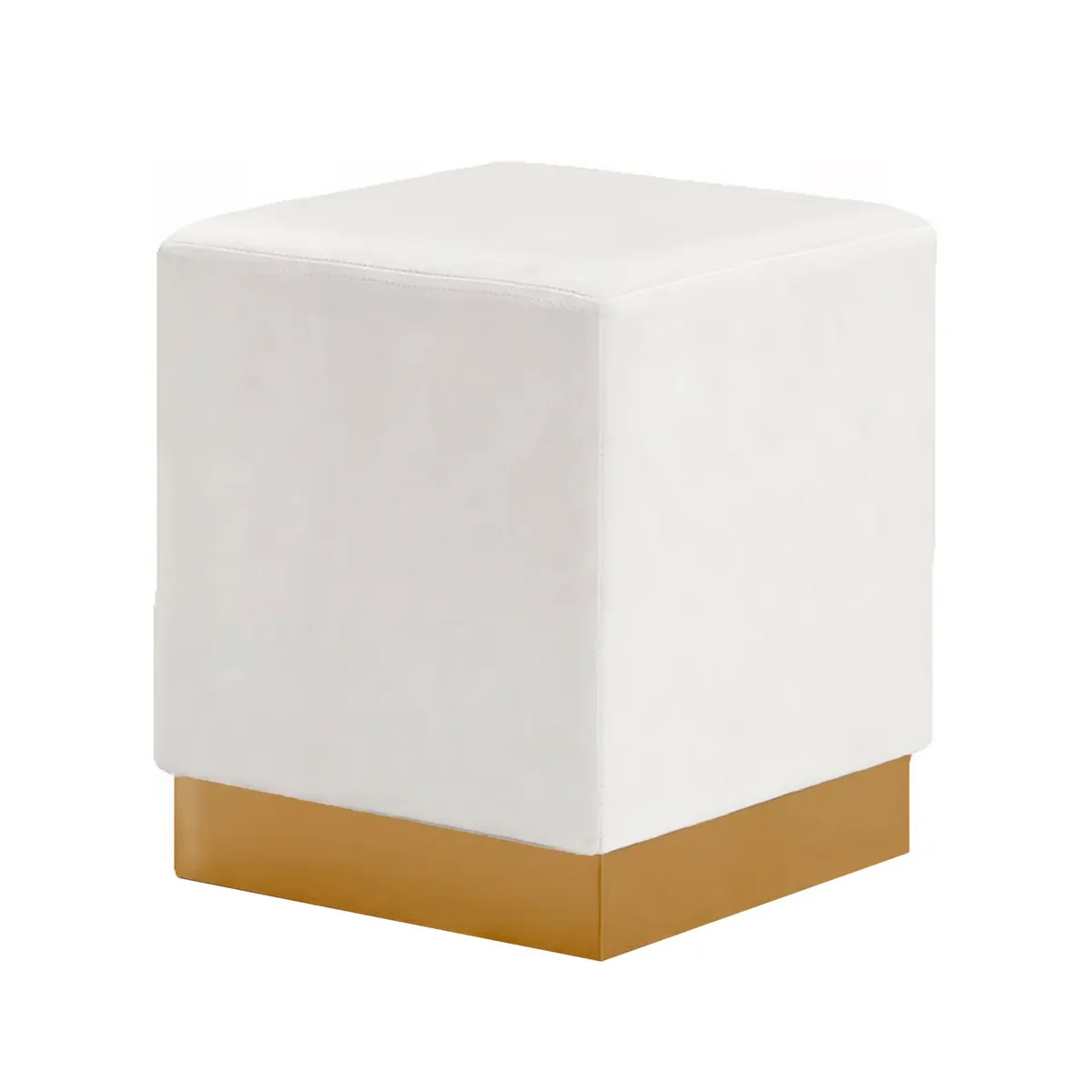 GENERICO - Puff Cuadrado Lisa con Base Metálica Arena