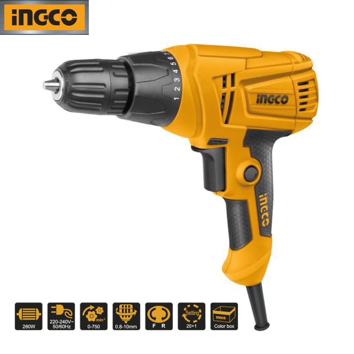 INGCO TOOLS - Taladro Atornillador Eléctrico INGCO 280W ED2808