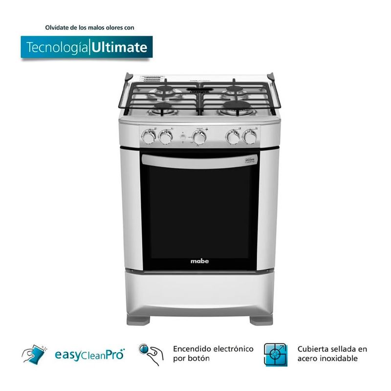 MABE - COCINA DE 4 HORNILLAS CON HORNO 63 LTS MABE CMP6015SG0.