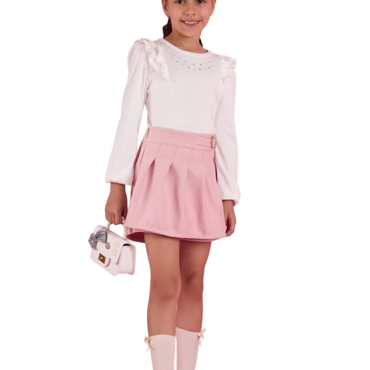 KIDS MASHMELO - Polo Con Volantes De Seda Para Niña Kids Mashmelo.-