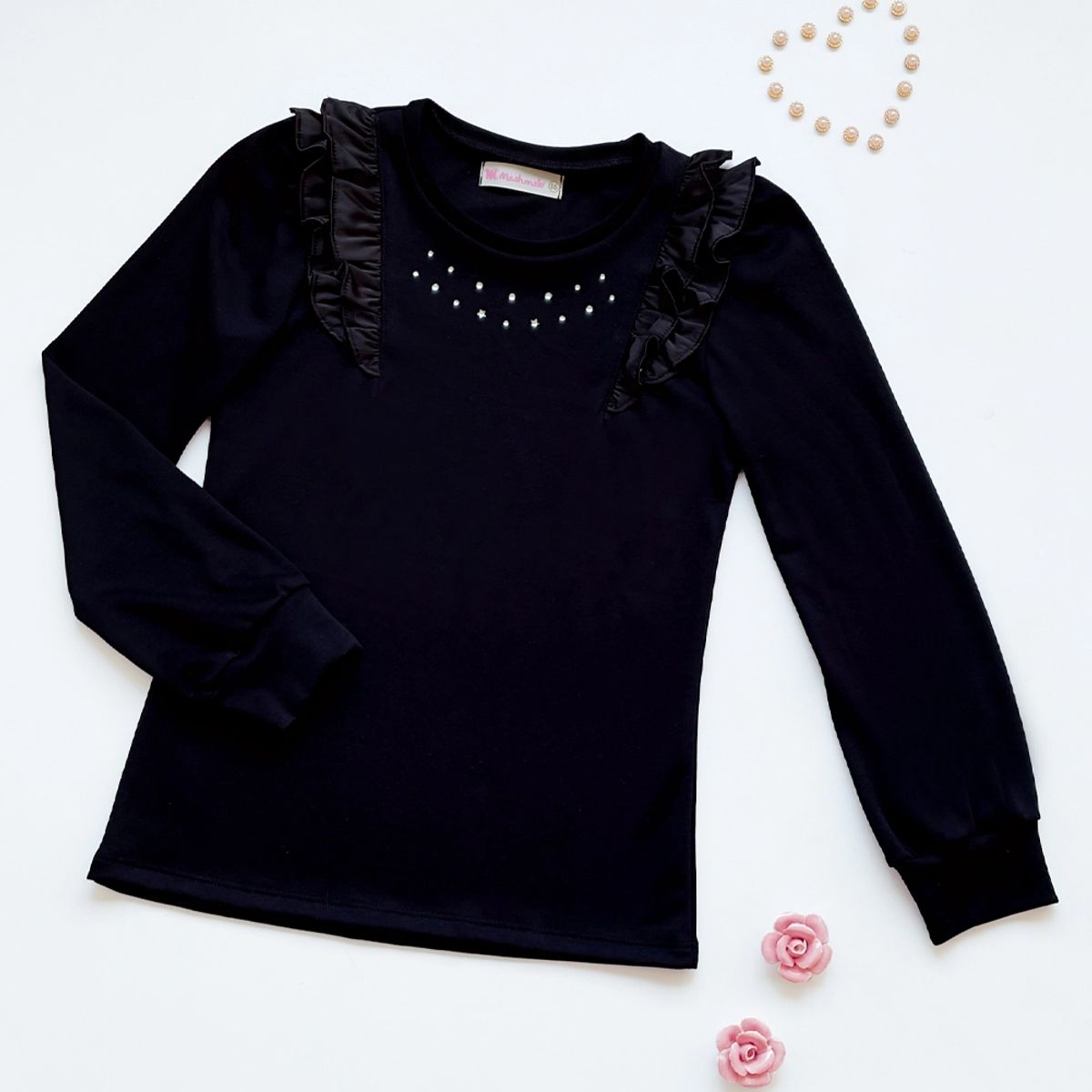 KIDS MASHMELO - Polo Con Volantes De Seda Para Niña Kids Mashmelo.-