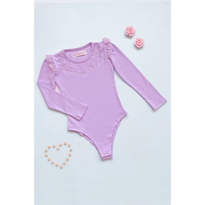 KIDS MASHMELO - Body Con Canessu Y Volantes En Manga De Tull Para Niña Kids Mashmelo