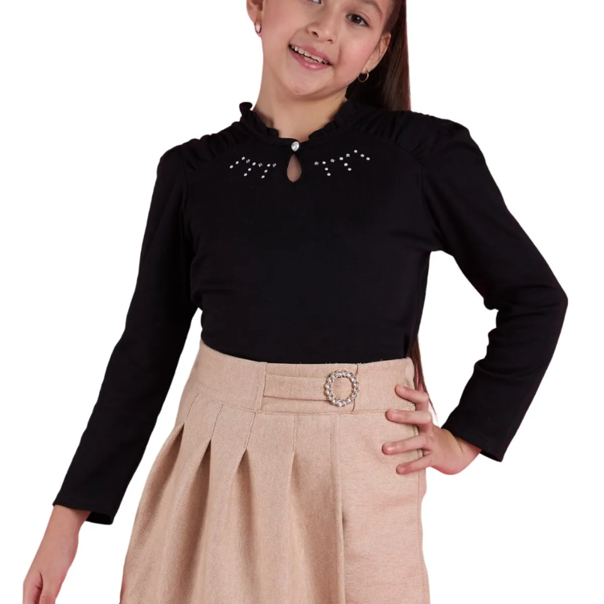 KIDS MASHMELO - Polo Con Volante En El Cuello Para Niña Kids Mashmelo.-