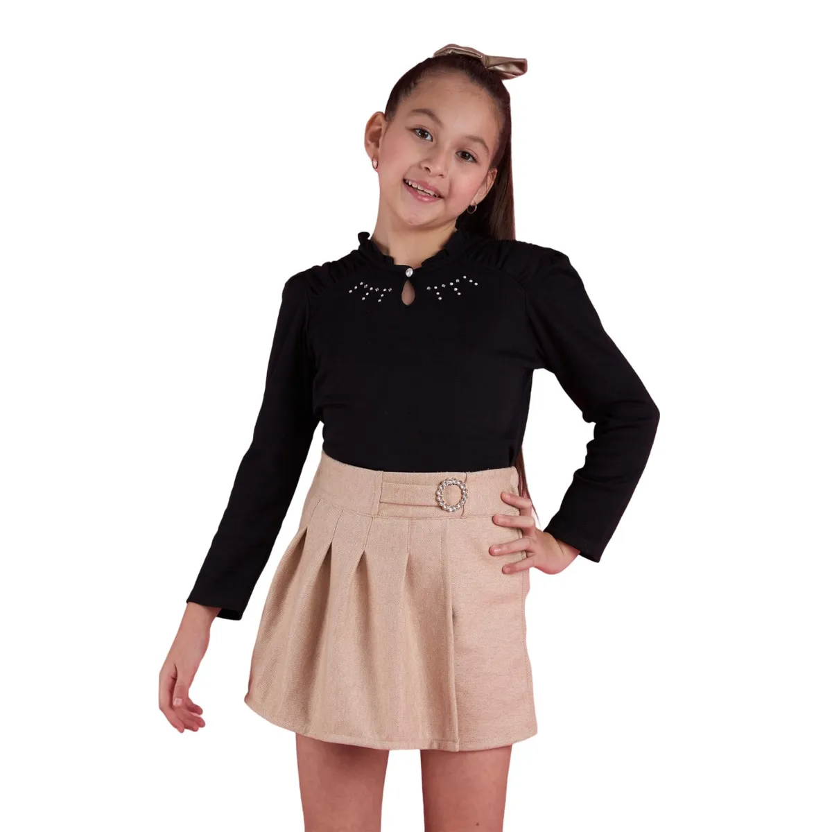 KIDS MASHMELO - Polo Con Volante En El Cuello Para Niña Kids Mashmelo.-