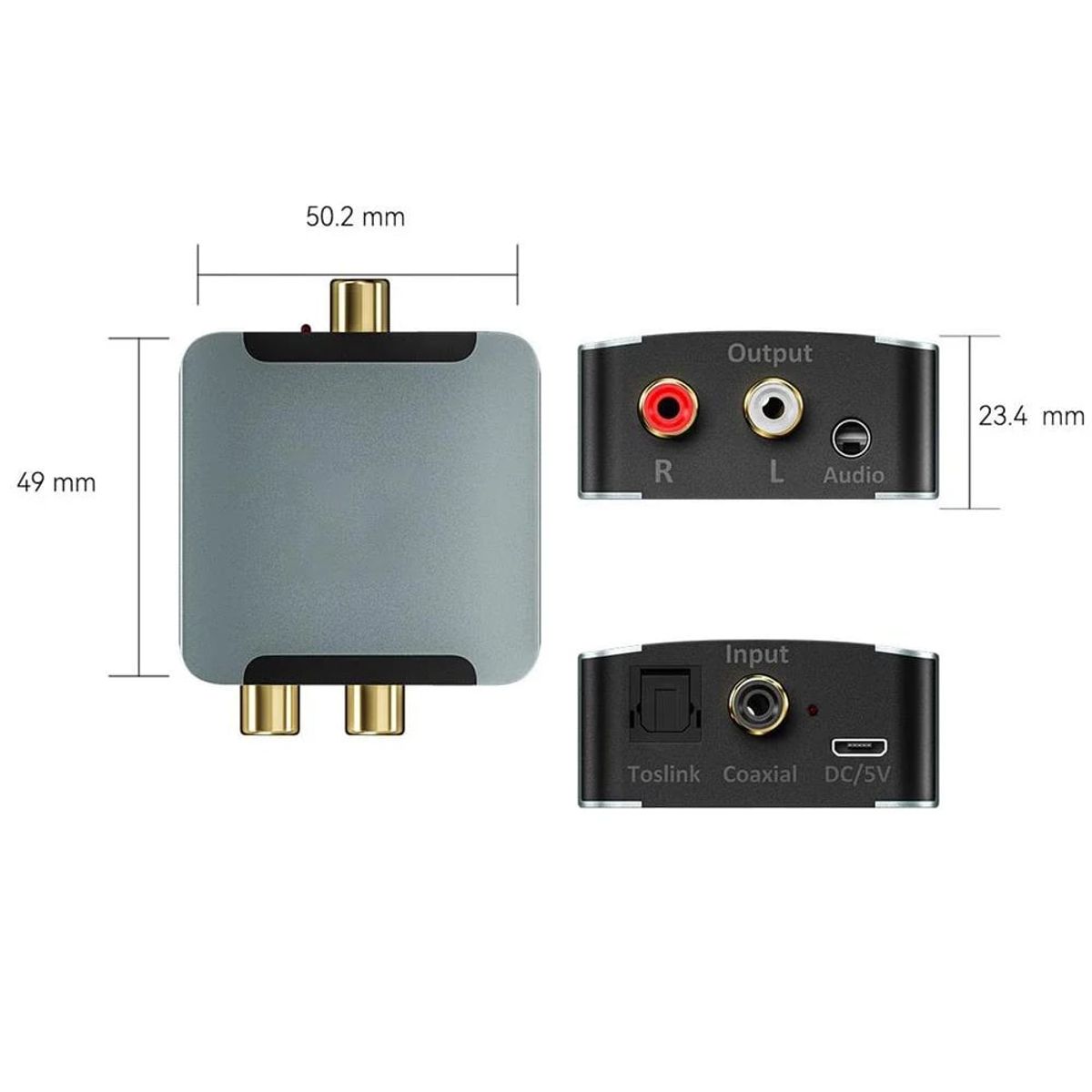 GENERICO - Convertidor de Audio Optico Digital a Rca digital a análogo