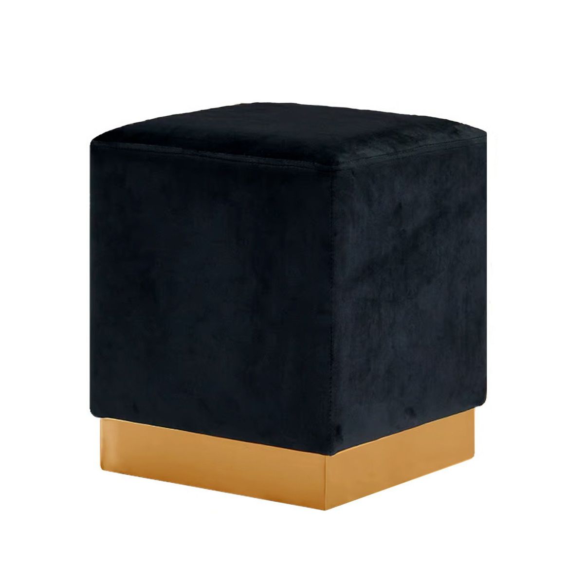 GENERICO - Puff Cuadrado Lisa con Base Metálica Negro
