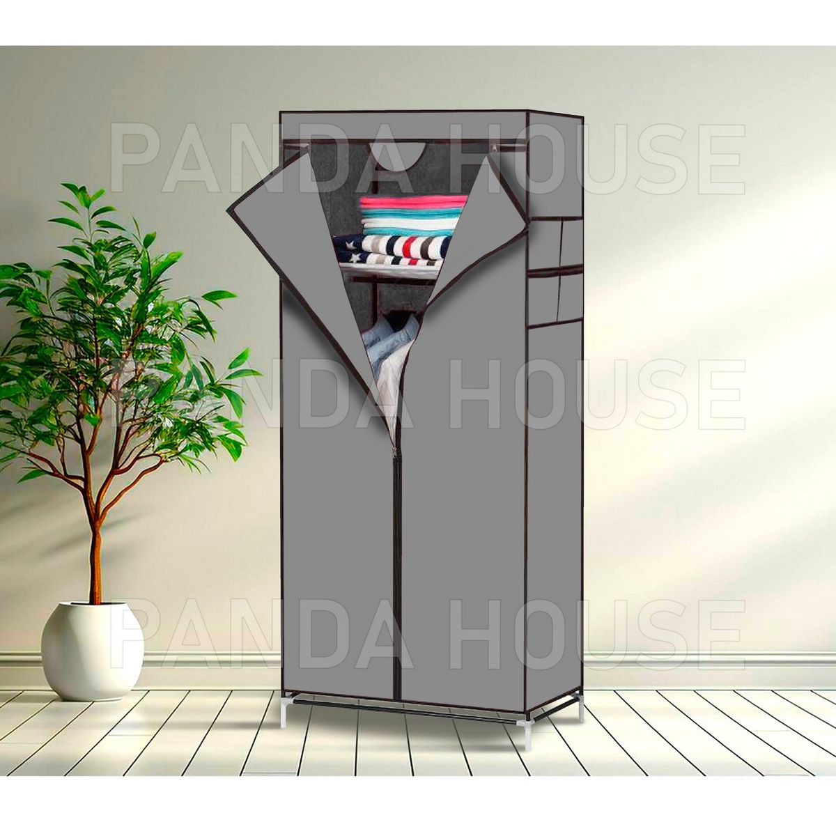 SM - ROPERO ORGANIZADOR ARMABLE DE TELA DE 1 CUERPO - GRIS