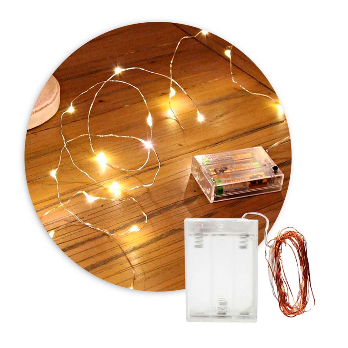 GENERICO - Luces led hada 5 metros // 50 leds a pilas // Guirnalda Color Amarilla