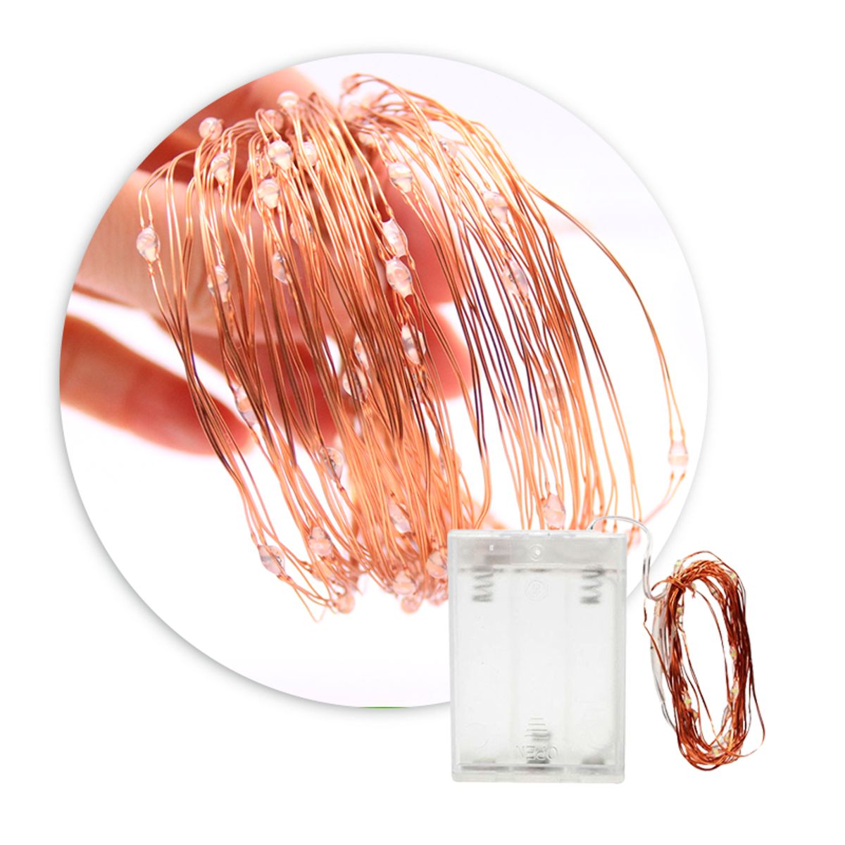 GENERICO - Luces led hada 5 metros // 50 leds a pilas // Guirnalda Color Amarilla