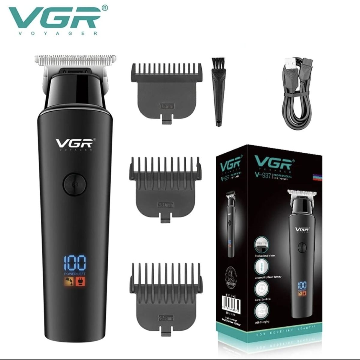 GENERICO - Maquina Cortadora De Pelo Con Indicador LED VGR V937