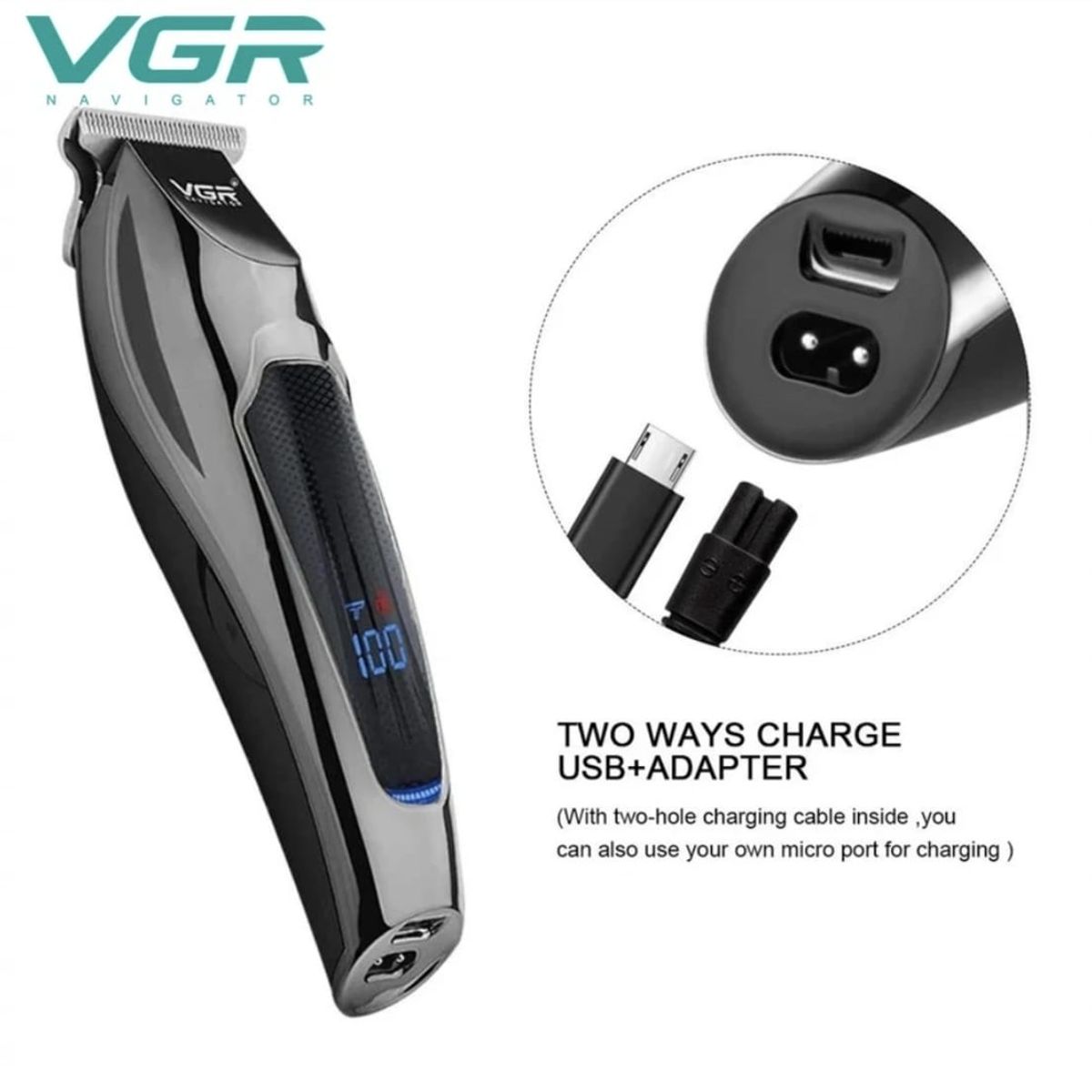 GENERICO - Barbera Recargable Inalambrica VGR V070 Con Indicador LED