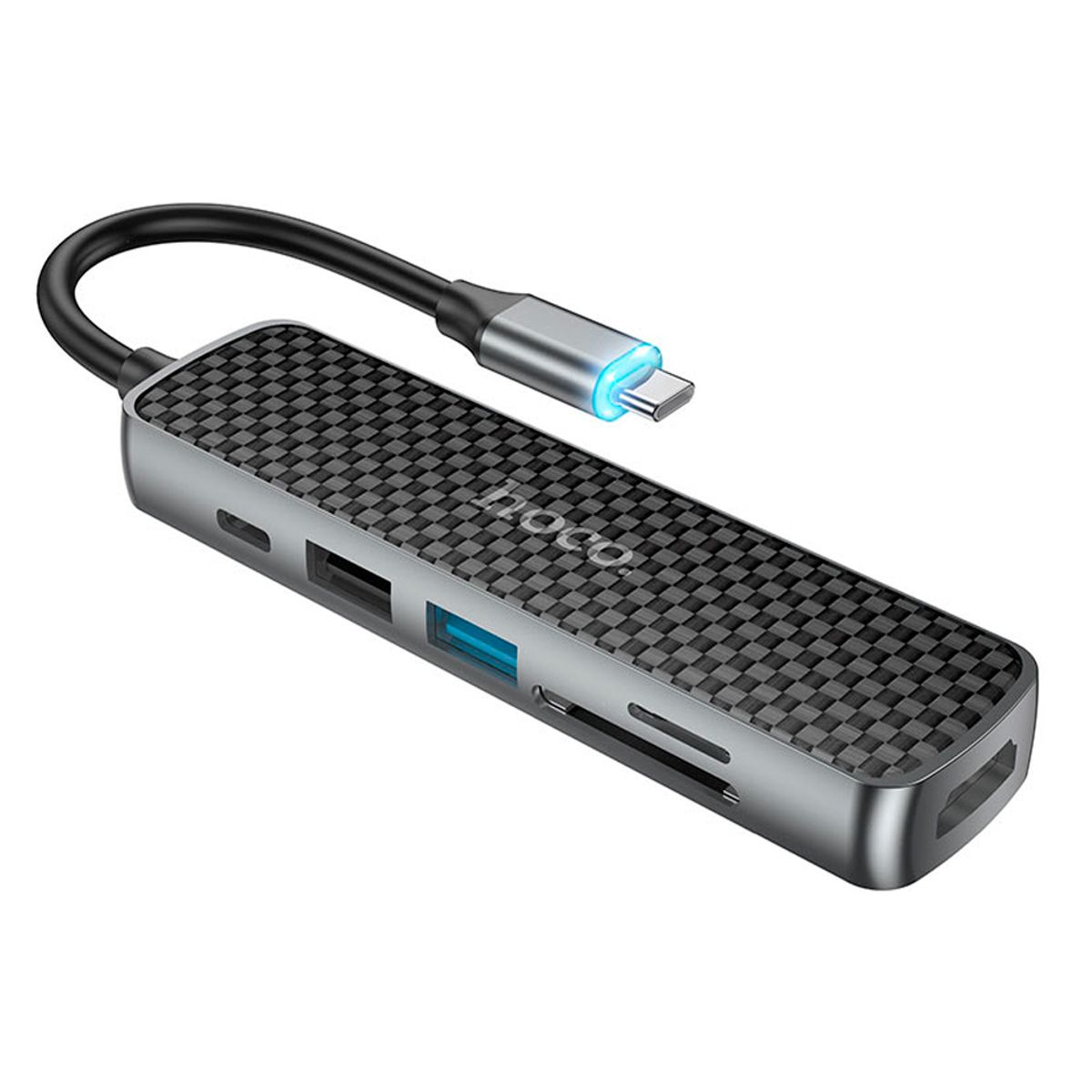 HOCO - Adaptador Multimedia Tipo C a HDMI / USB 3.0 / USB 2.0 / RJ45 - PD 60W