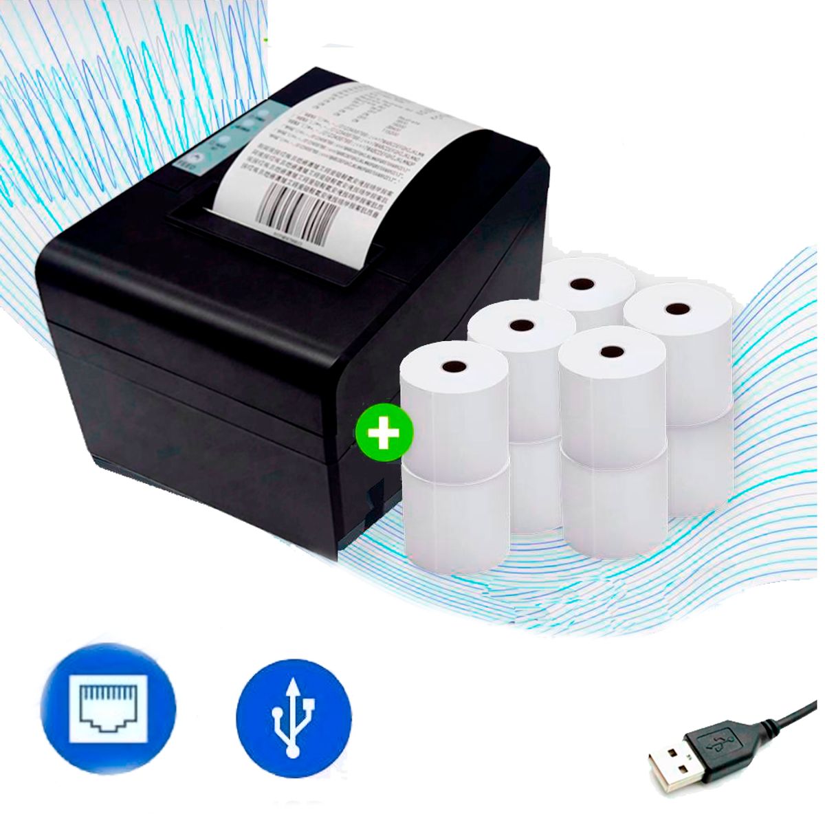 GENERICO - Ticketera Facturador FT335 Termica USB + 10 Rollos de Impresion.