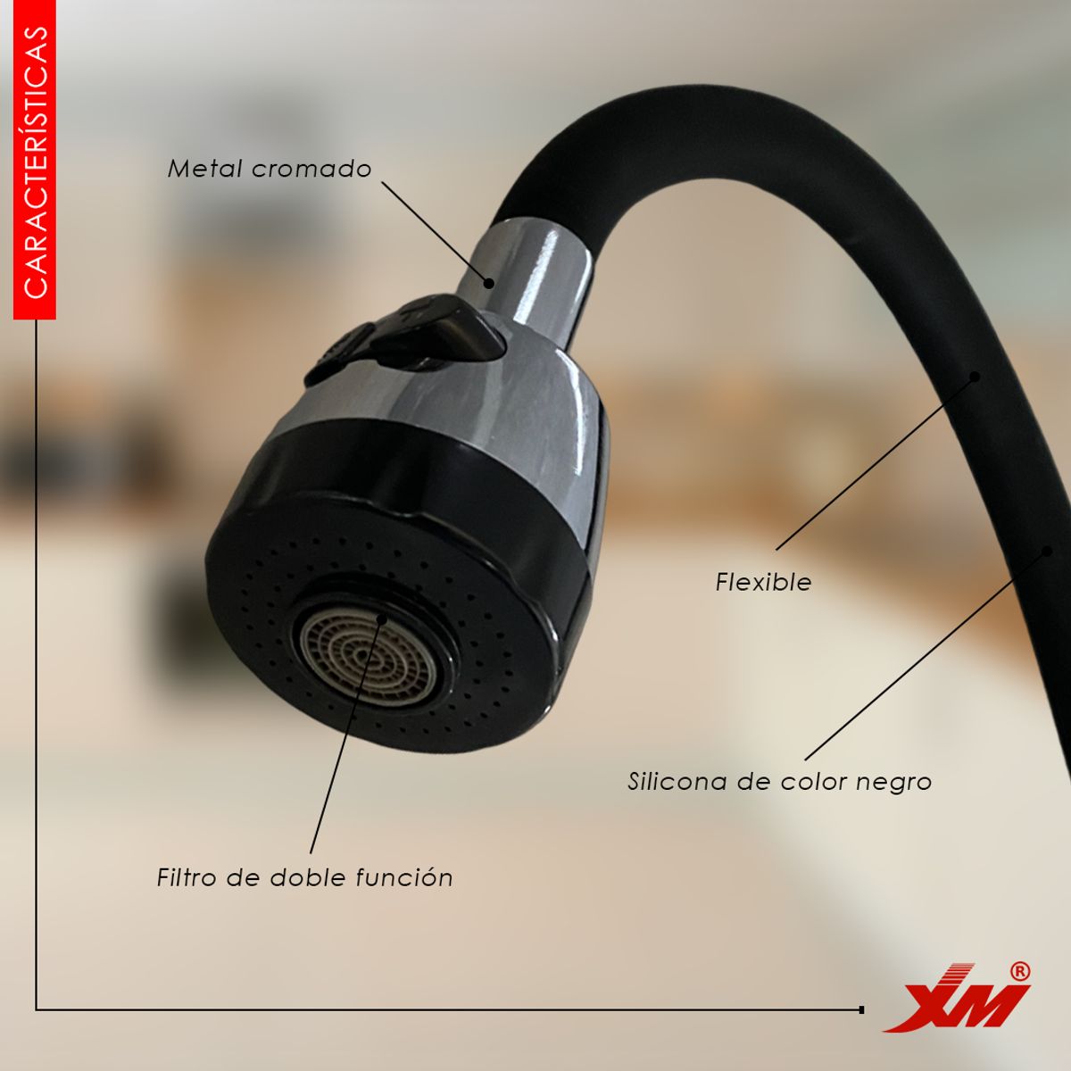 GENERICO - Llave Ganso  Para Cocina Bronce Cromado Negro