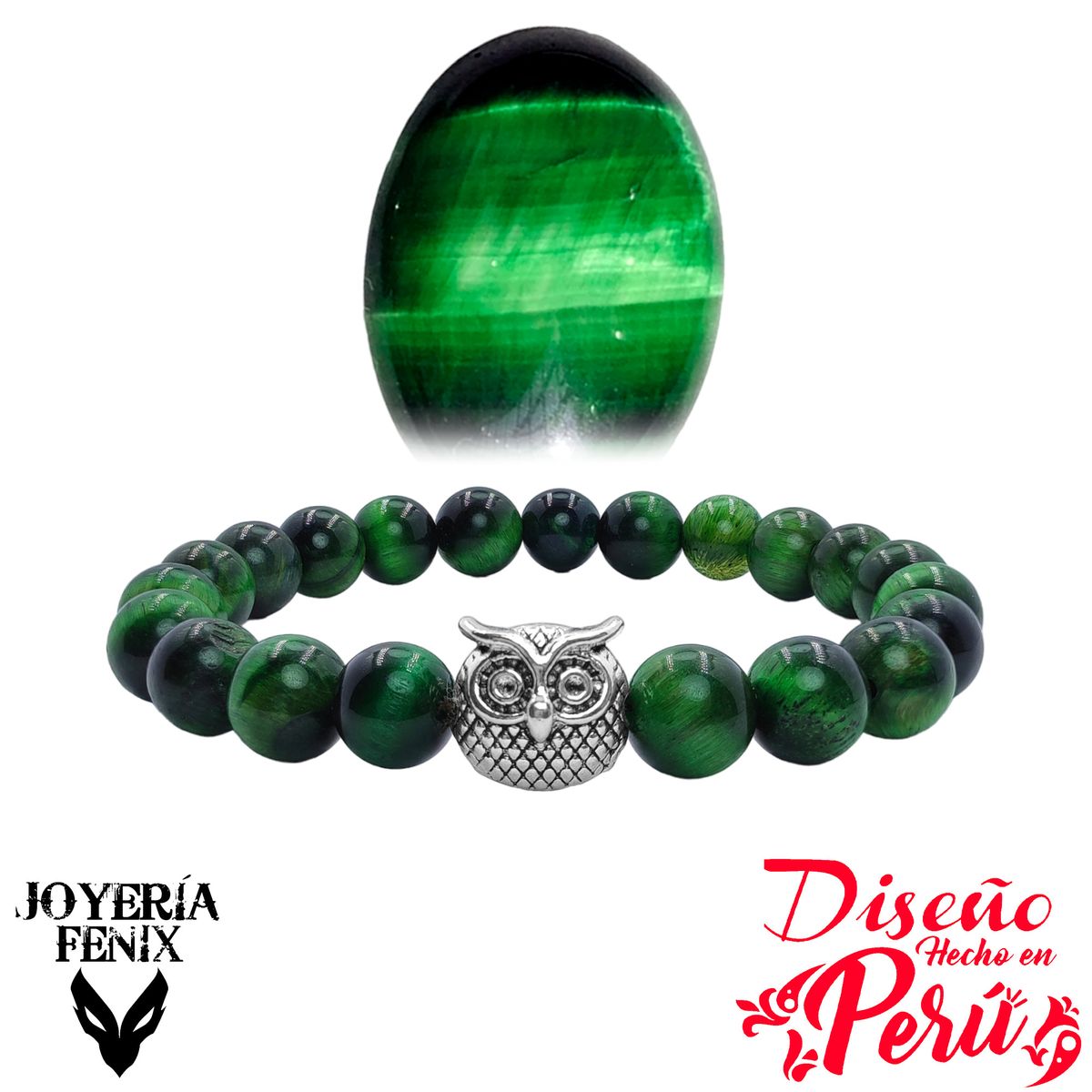 JOYERIA FENIX - Pulsera Piedra Natural Búho - Joyería Fénix