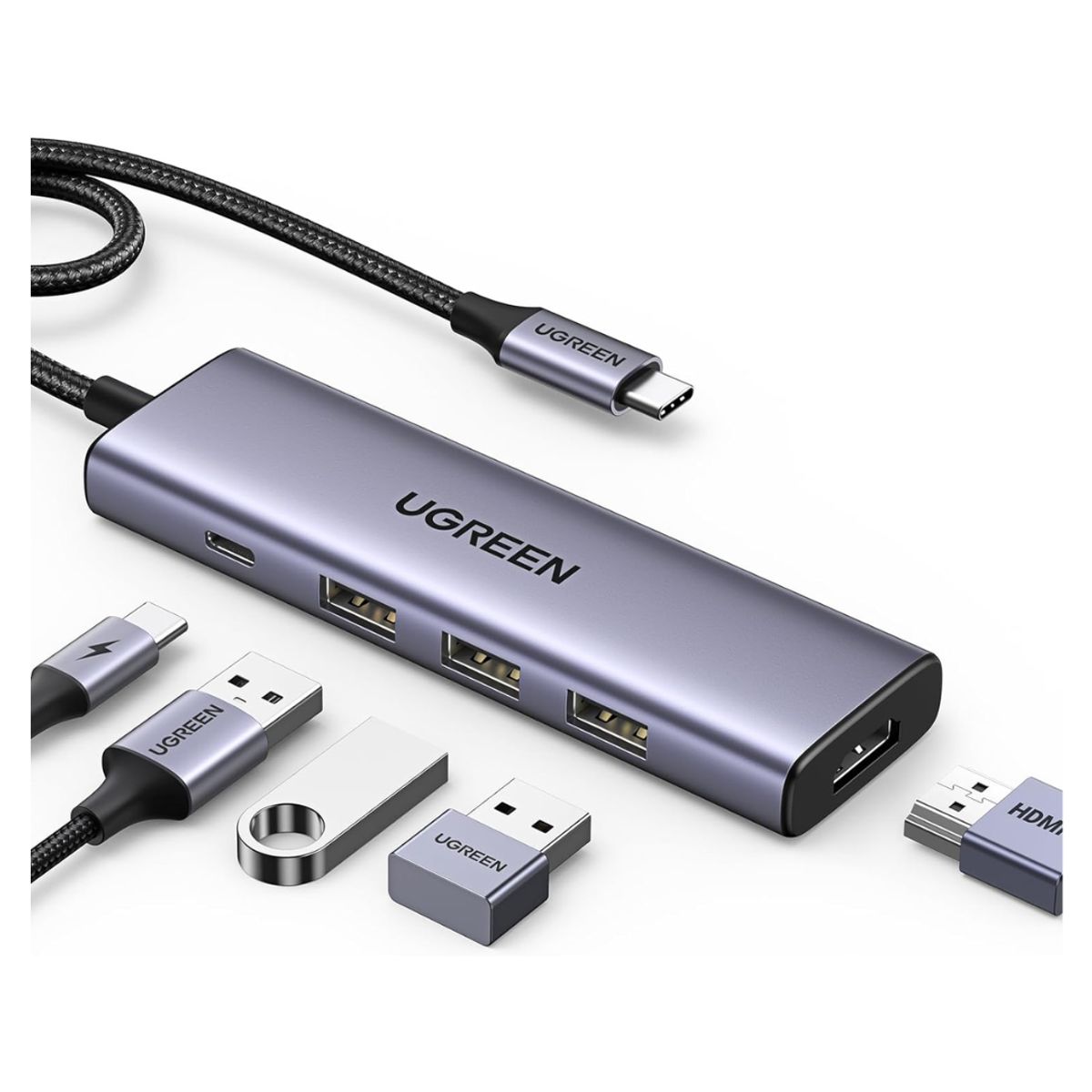 UGREEN - Adaptador HUB UGREEN 5 en 1 USB C a 4K 60Hz HDMI 100W PD MacBook