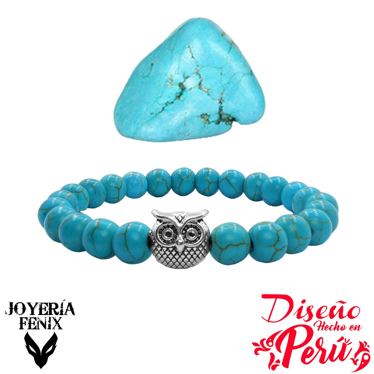 JOYERIA FENIX - Pulsera Piedra Natural Búho - Joyería Fénix