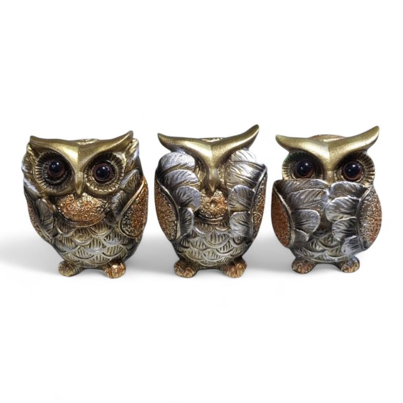 GENERICO - Adornos Pack de 3 Búhos Sabios