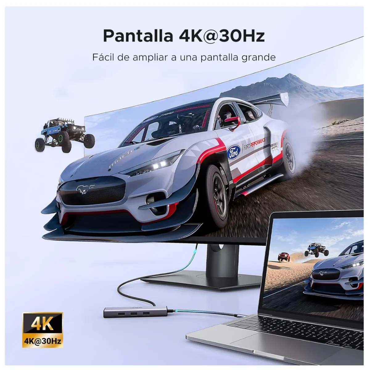 UGREEN - Adaptador Hub Ugreen Usb-C 6 In 1 Multifunction HDMI 4K  RJ45 1000 Mbps