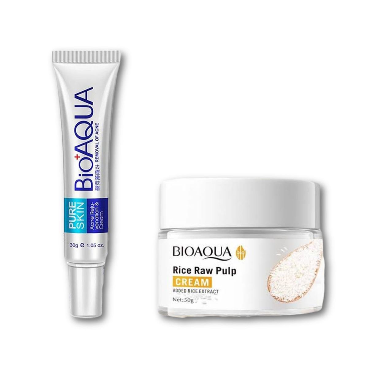 BIOAQUA - Crema Aclarante de Arroz y Crema Anti Acne - Bioaqua