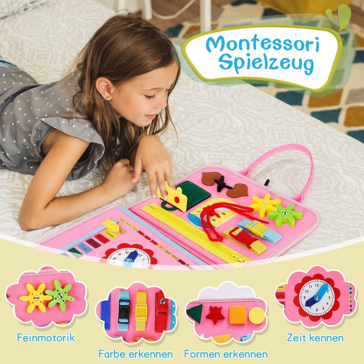 GENERICO - Tablero Sensorial Rosado Niños  Juguetes Educativo