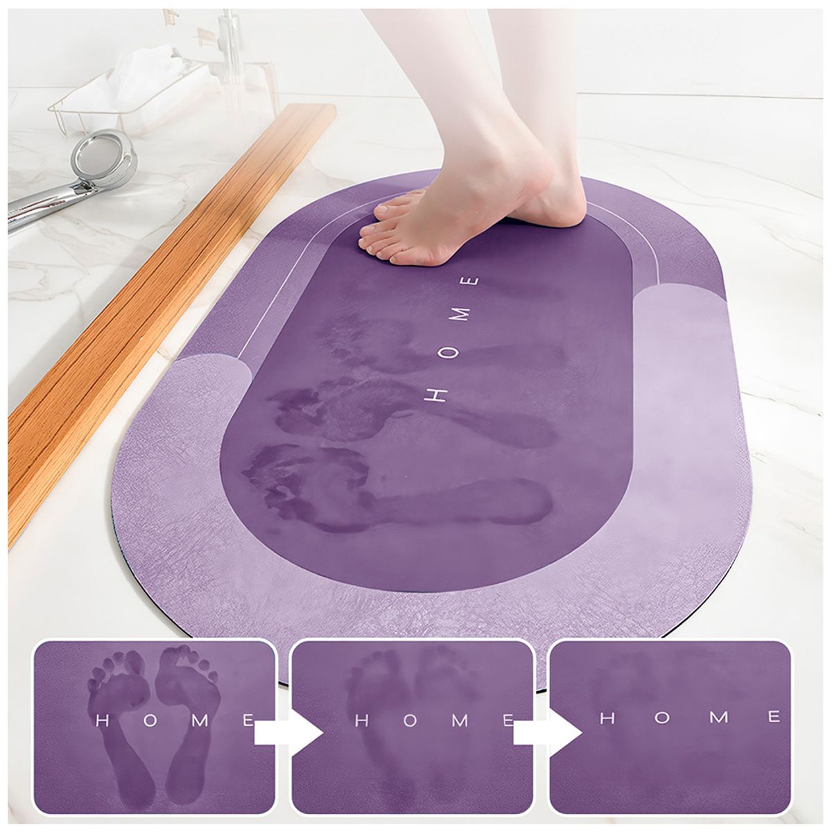 KELLER - Alfombra Antideslizante para Piso Tapete de Baño N36 Morado