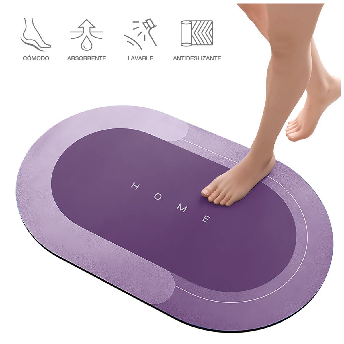 KELLER - Alfombra Antideslizante para Piso Tapete de Baño N36 Morado