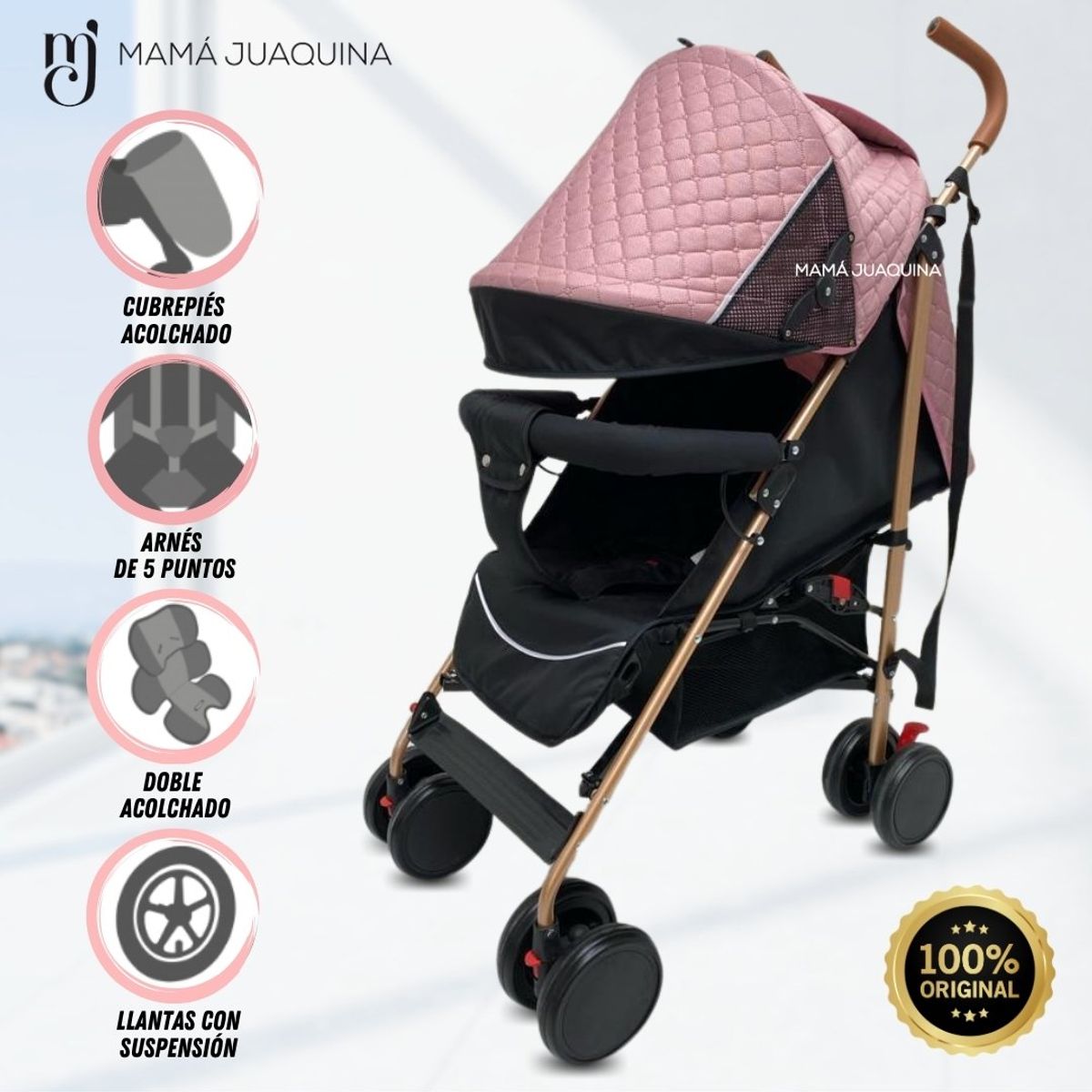 IMPORTADO MC - Coche Bastón «OLIVE GOLD» Edición Limitada Pink