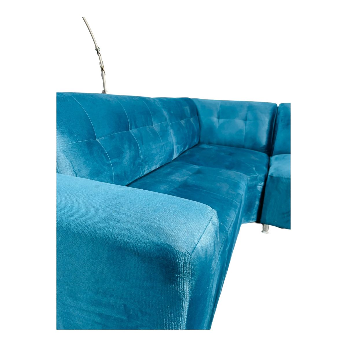 AMOBLART - Seccional Leyva 4 piezas - Banqueta + 4 cojines - Cobalto