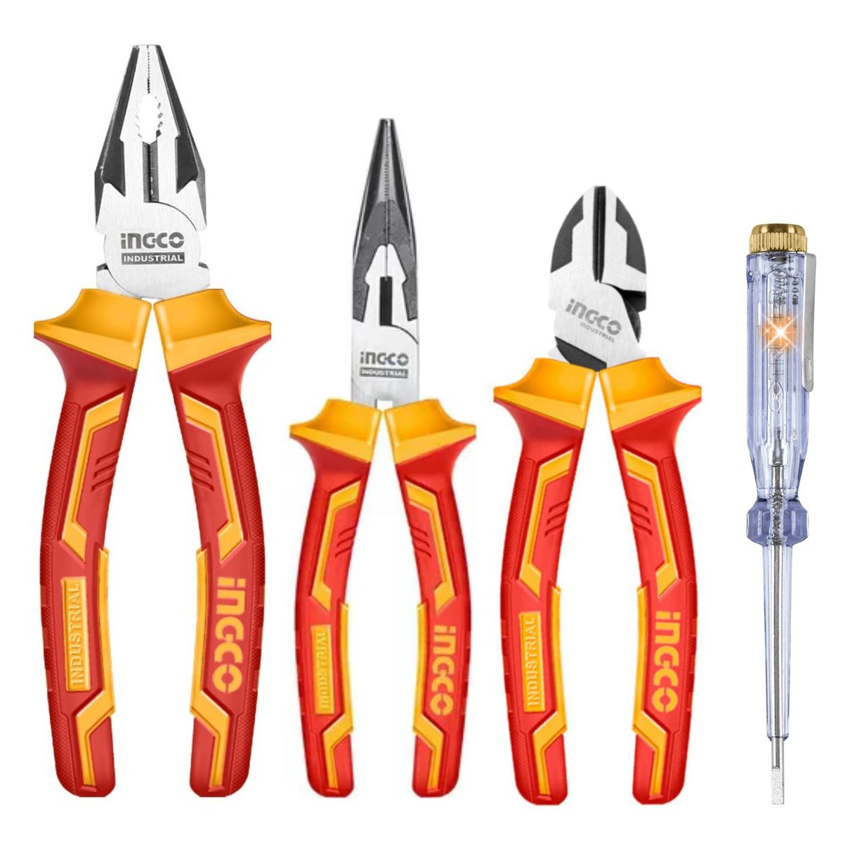 INGCO TOOLS - kIT ALICATES DIELECTRICO DETECTOR DE CORRIENTE DESARMADORES 1000V