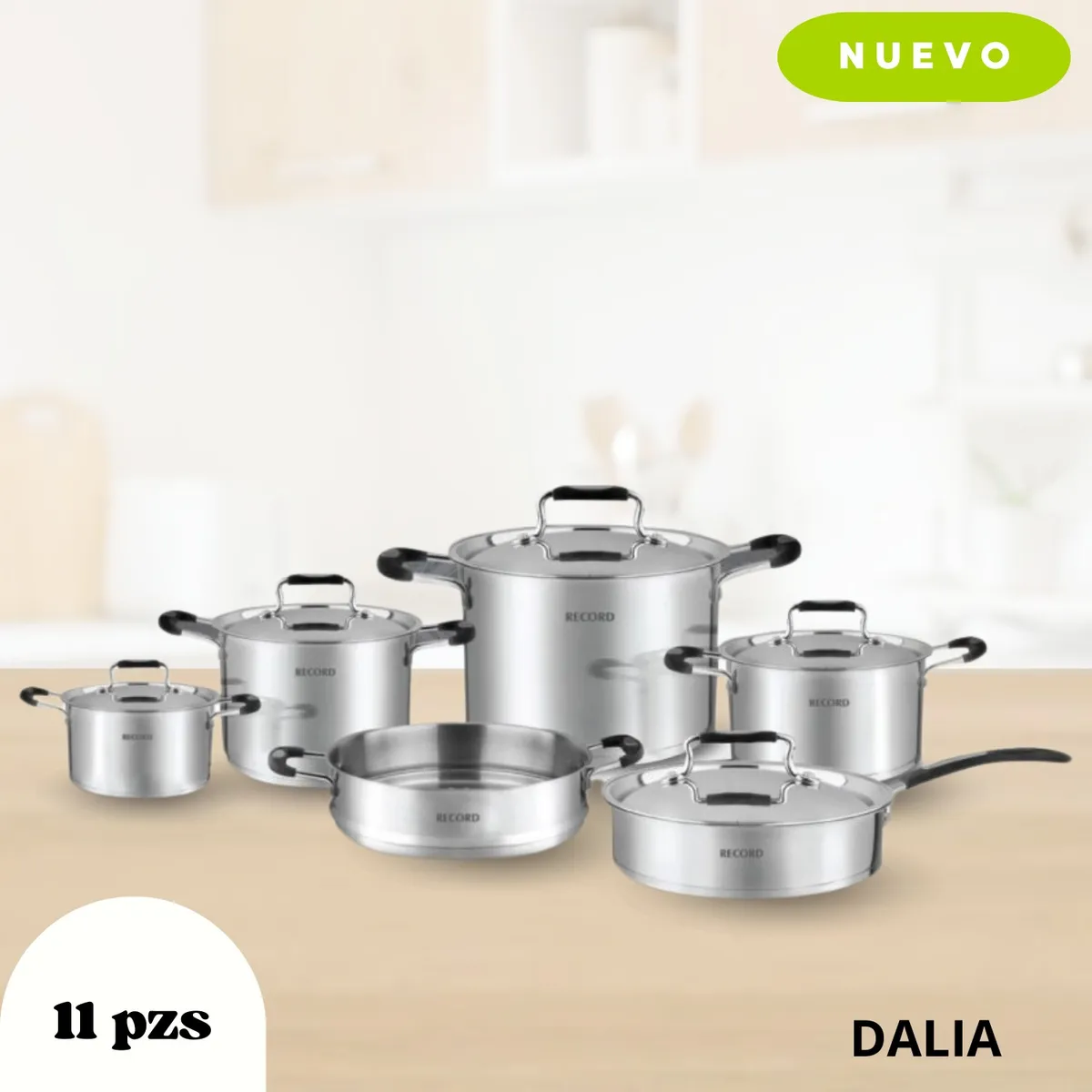 RECORD - Juego de Ollas Dalia Acero Inoxidable 11pzas