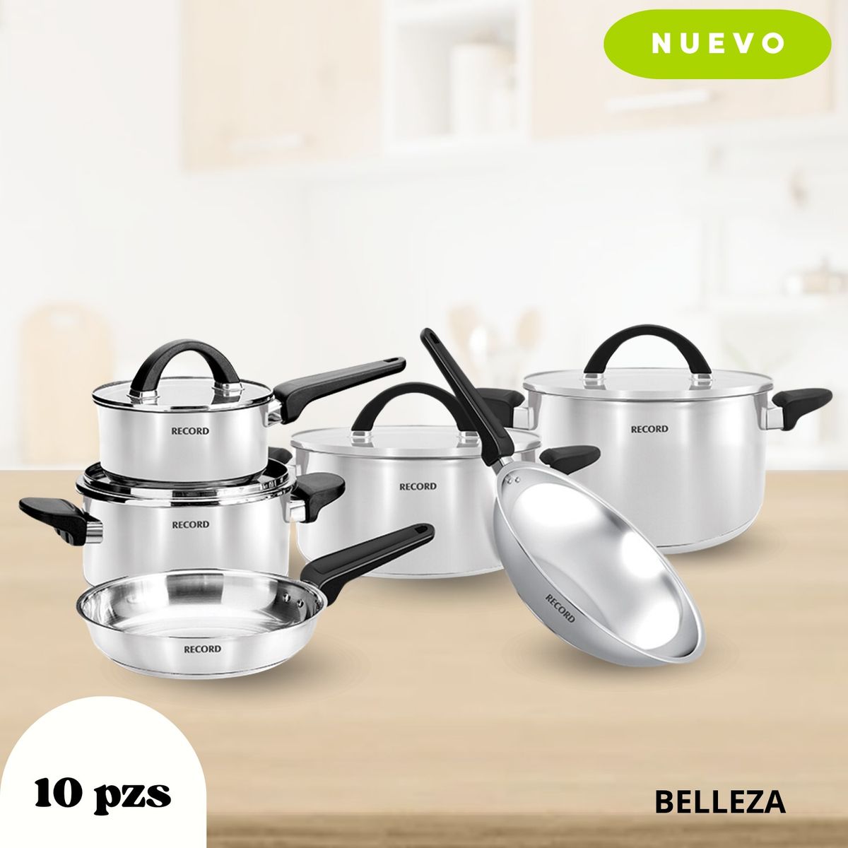 RECORD - Juego de Ollas Belleza Acero Inoxidable 10pzas
