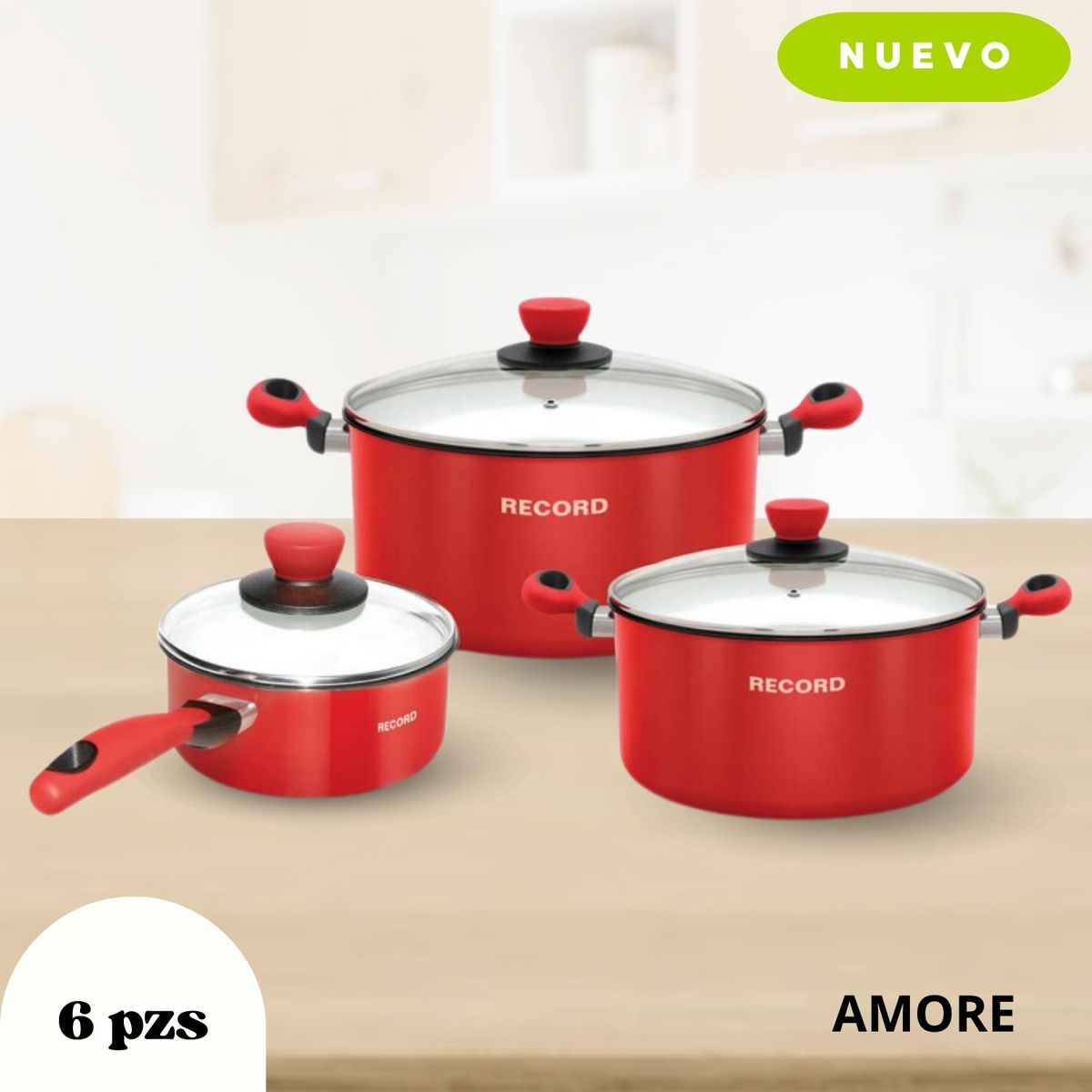 RECORD - Juego De Olla  Amore  Acero Vitrificado 6 Piezas