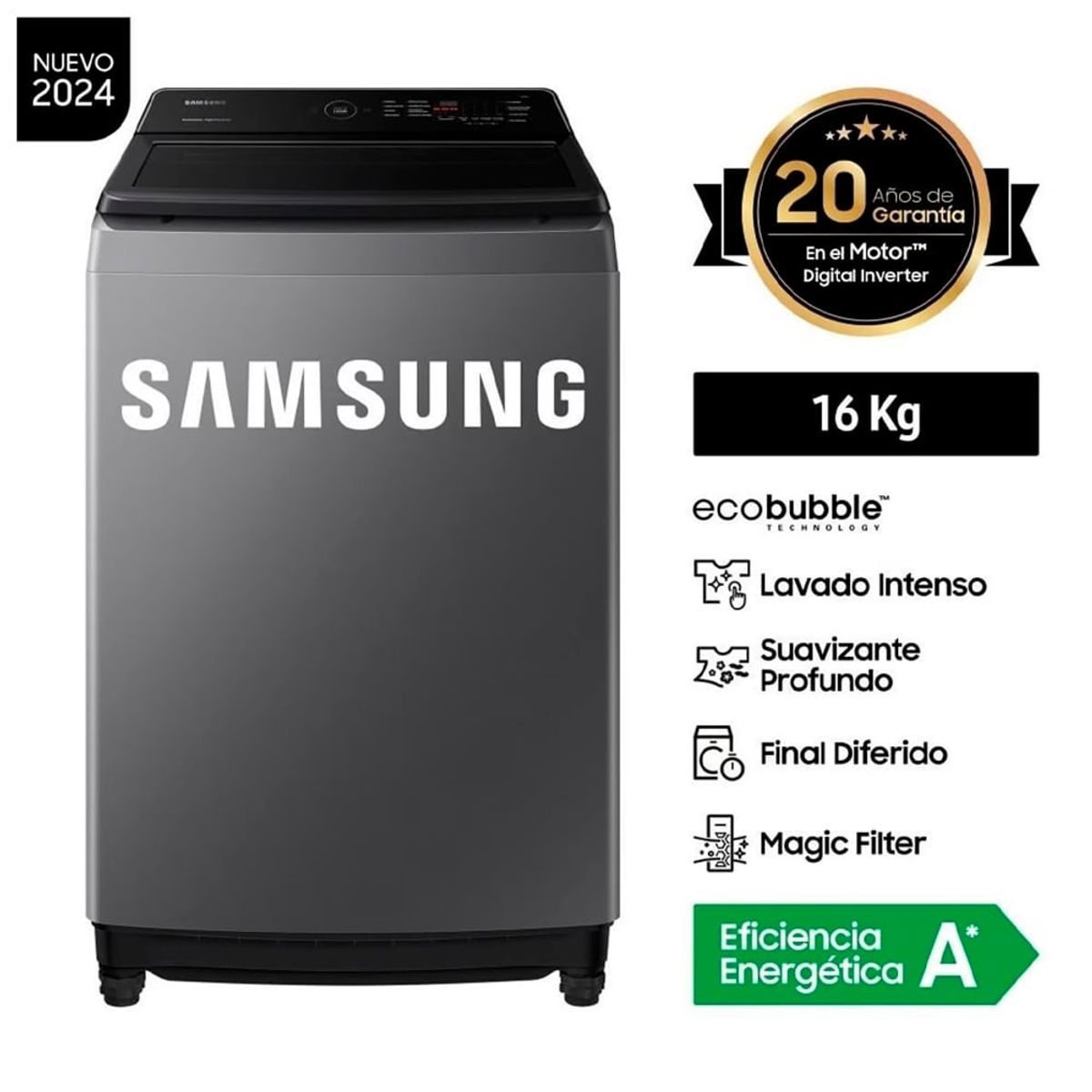 SAMSUNG - Lavadora SAMSUNG Carga Superior 16Kg WA16CG6441BD