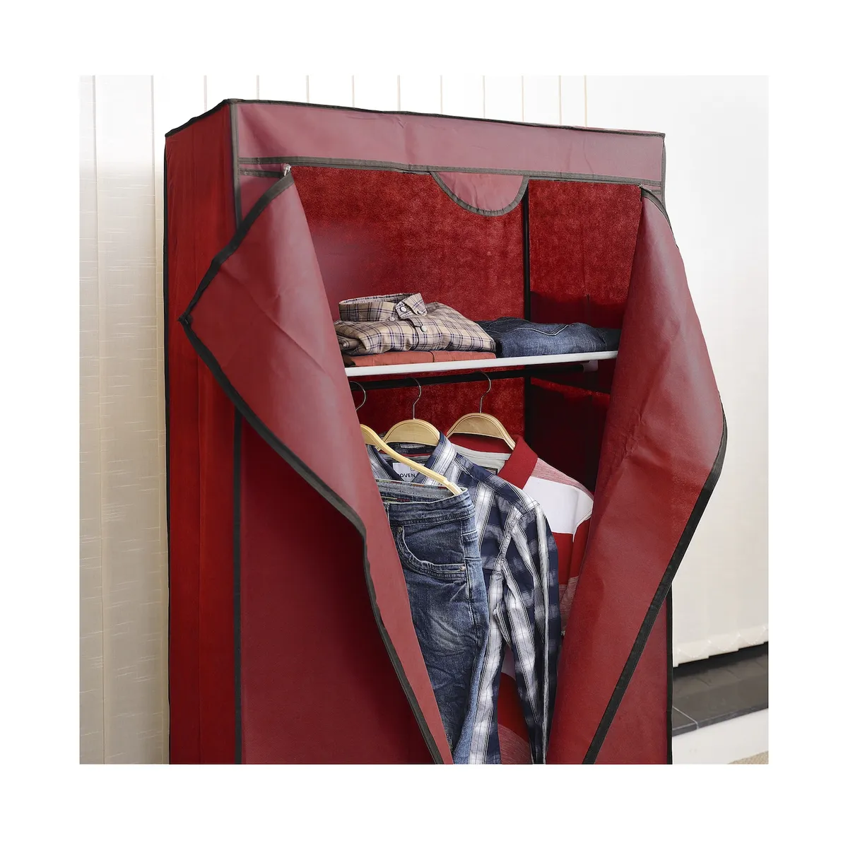 SM - ROPERO ORGANIZADOR ARMABLE DE TELA DE 1 CUERPO - VINO