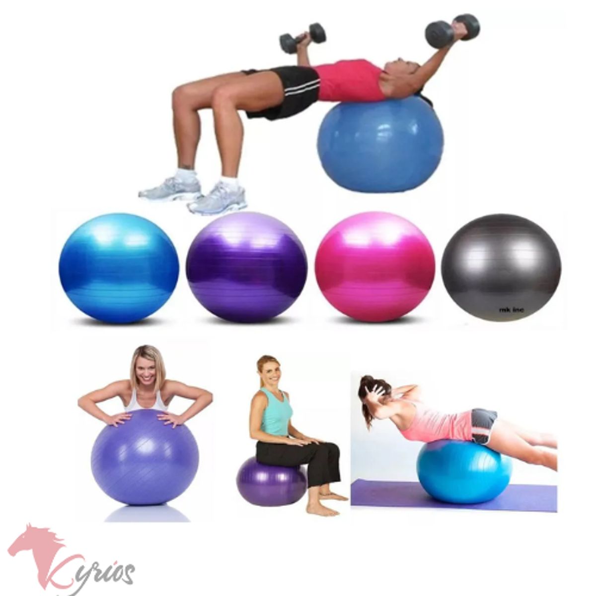 GENERICO - Pelota De Ejercicio Fitness Con Bomba De Inflado  65 CM