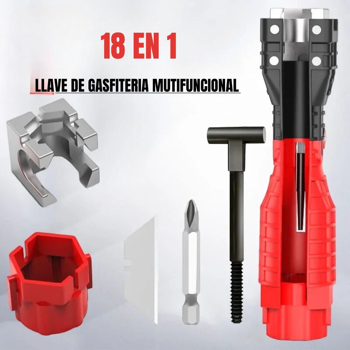 GENERICO - Llave de gasfitería 18 en 1 - Todo en 1