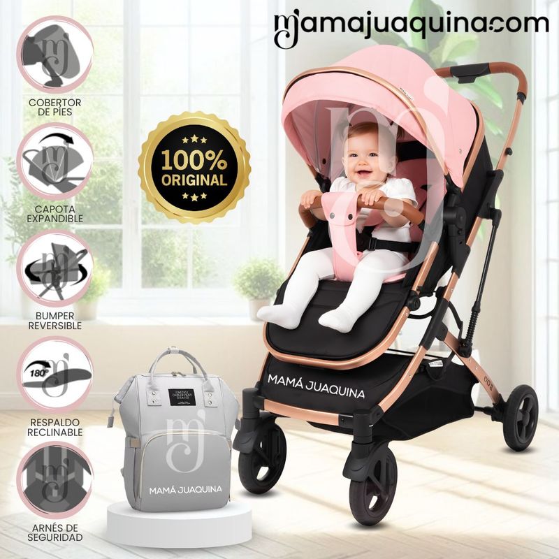 BABY - Coche Moisés «TRISTAN II» con Mochila Pañalera Pink