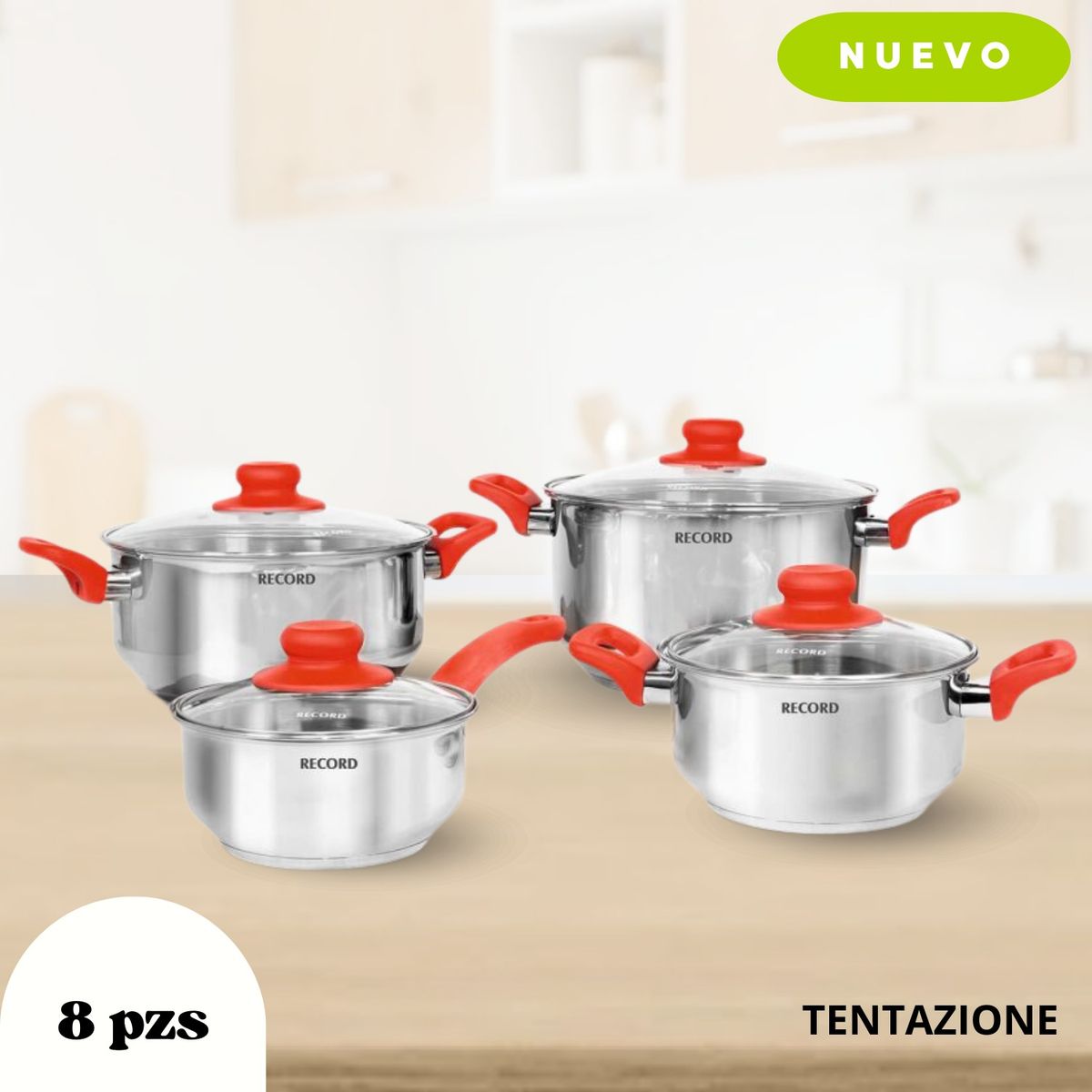 RECORD - Juego De Olla Tentazione Acero Inoxidable 8 Piezas