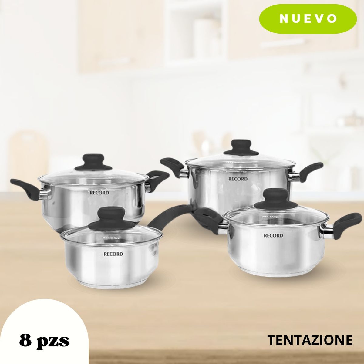 RECORD - Juego De Olla Tentazione Acero Inoxidable 8 Piezas