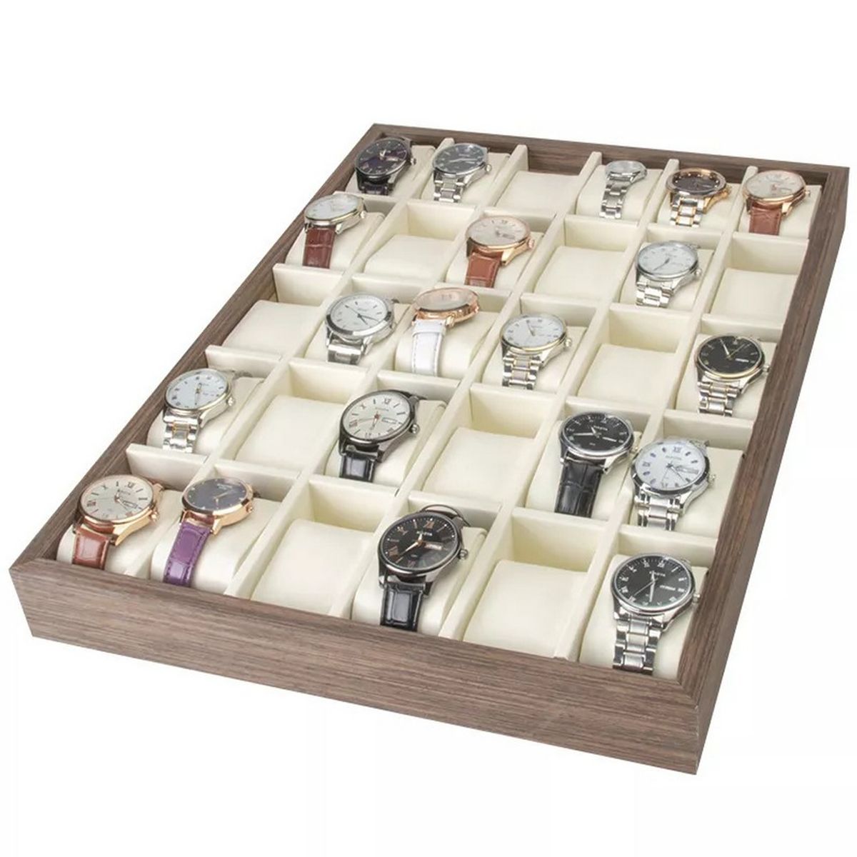 GENERICO - Caja organizadora para 30 relojes SK-T87 Marrón