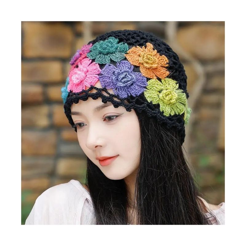 ROHS - Gorro Tejido para Mujer con Diseño de Flores Hermosas
