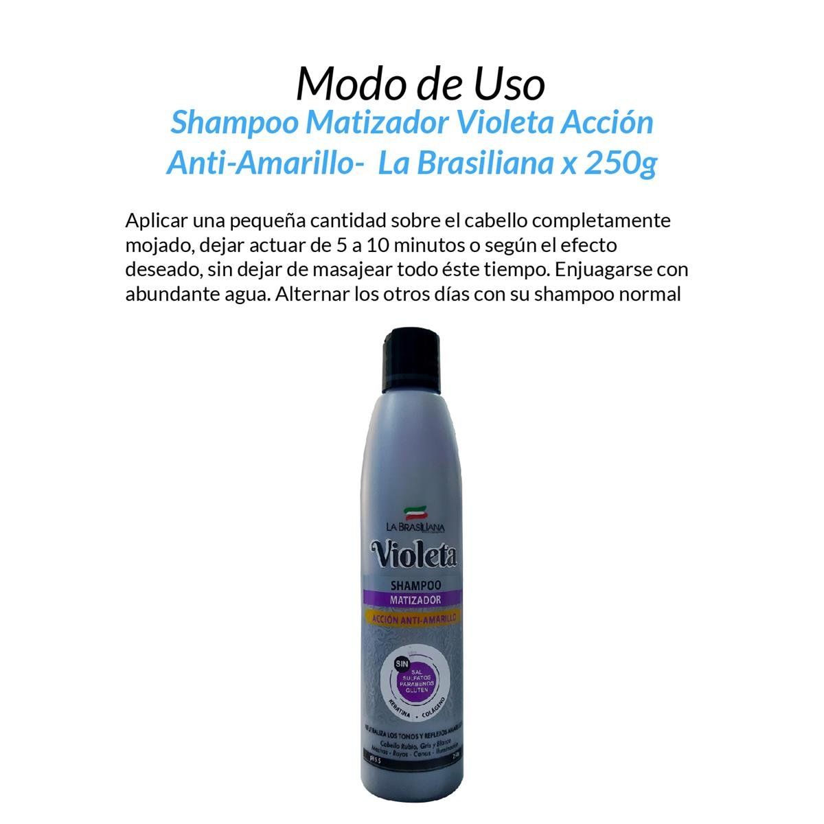 LA BRASILIANA - Shampoo Matizador Violeta Acción AntiAmarillo La Brasiliana 250G 3 Uni