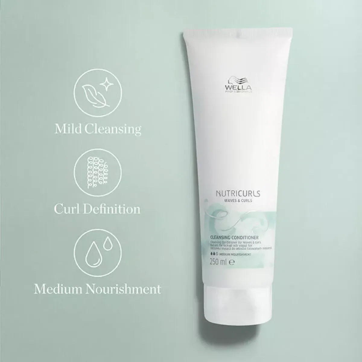 WELLA - WELLA NUTRICURLS – Cleansing Conditioner 250 ml, para ondas y rizos