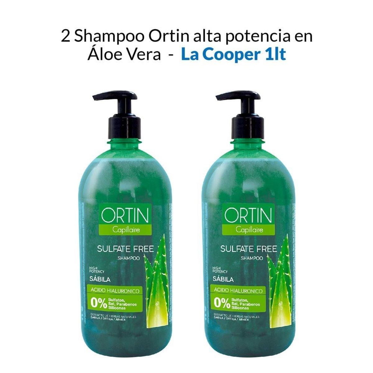 IMPORTADO MC - Shampoo Ortin Alta Potencia En Sábila La Cooper 1Lt 2 Unidades