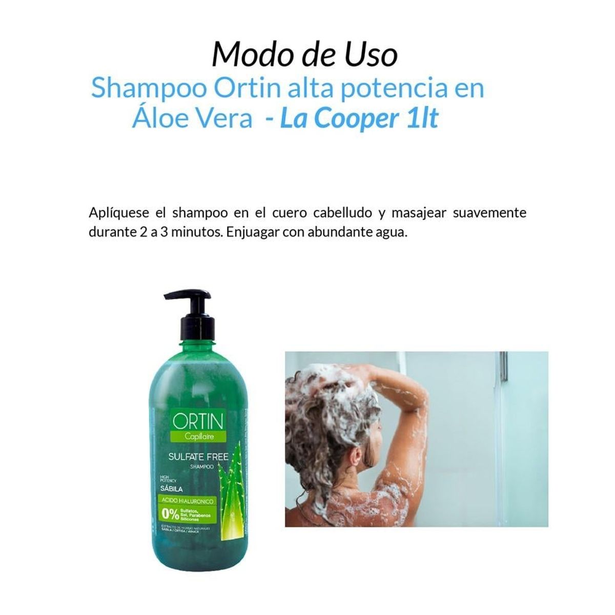 IMPORTADO MC - Shampoo Ortin Alta Potencia En Sábila La Cooper 1Lt 2 Unidades