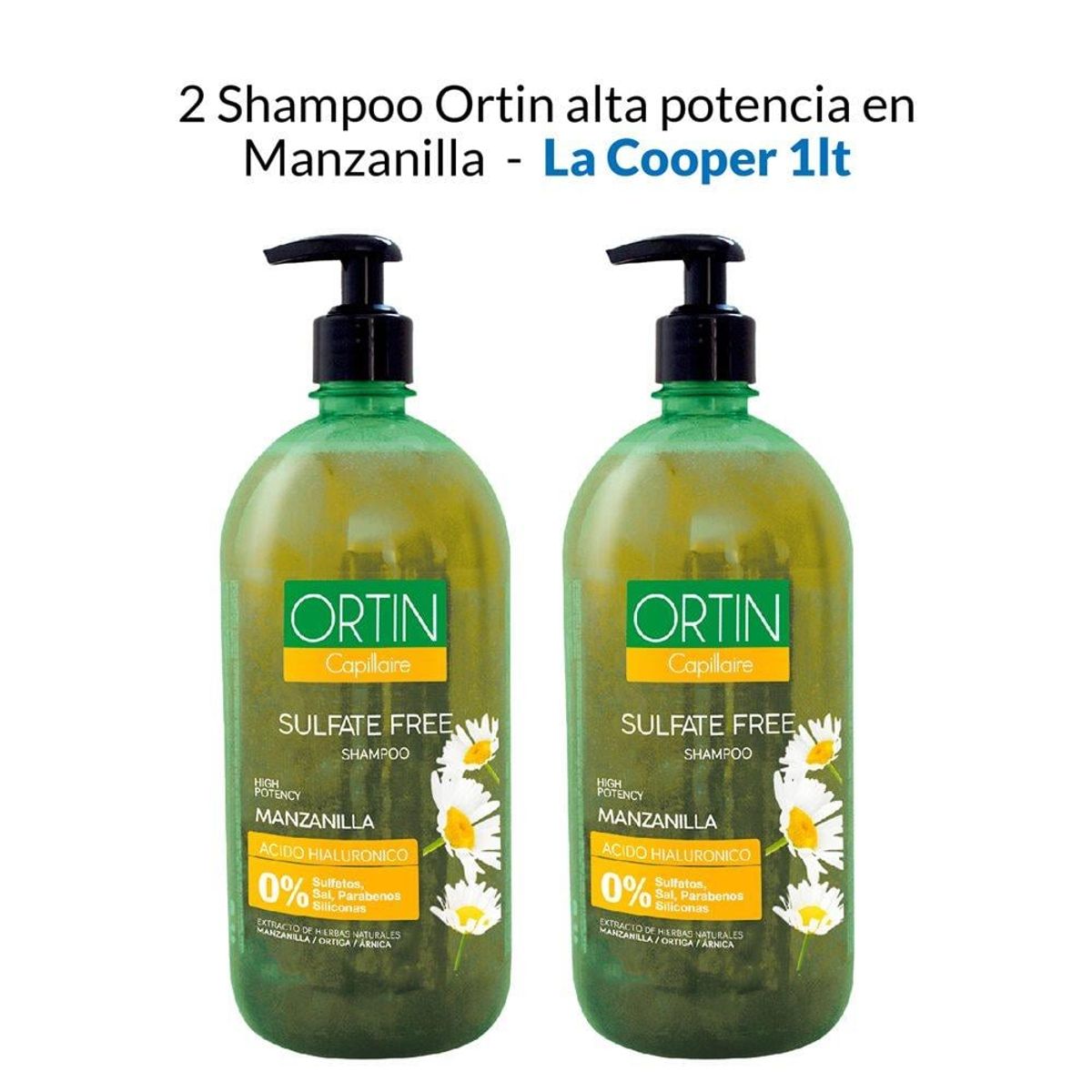 GENERICO - Shampoo Ortin Alta Potencia En Manzanilla La Cooper 1Lt 2 Unidades
